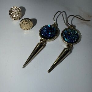 H&M Blue and Gold Spike Earrings